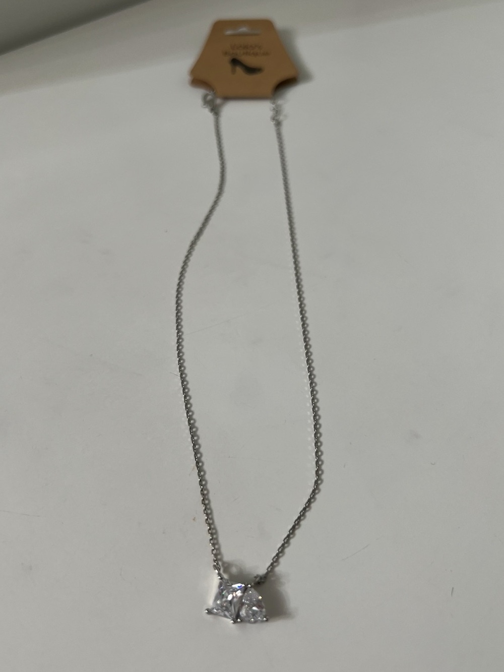 Silver-tone Crystal Pendant Necklace - Clear